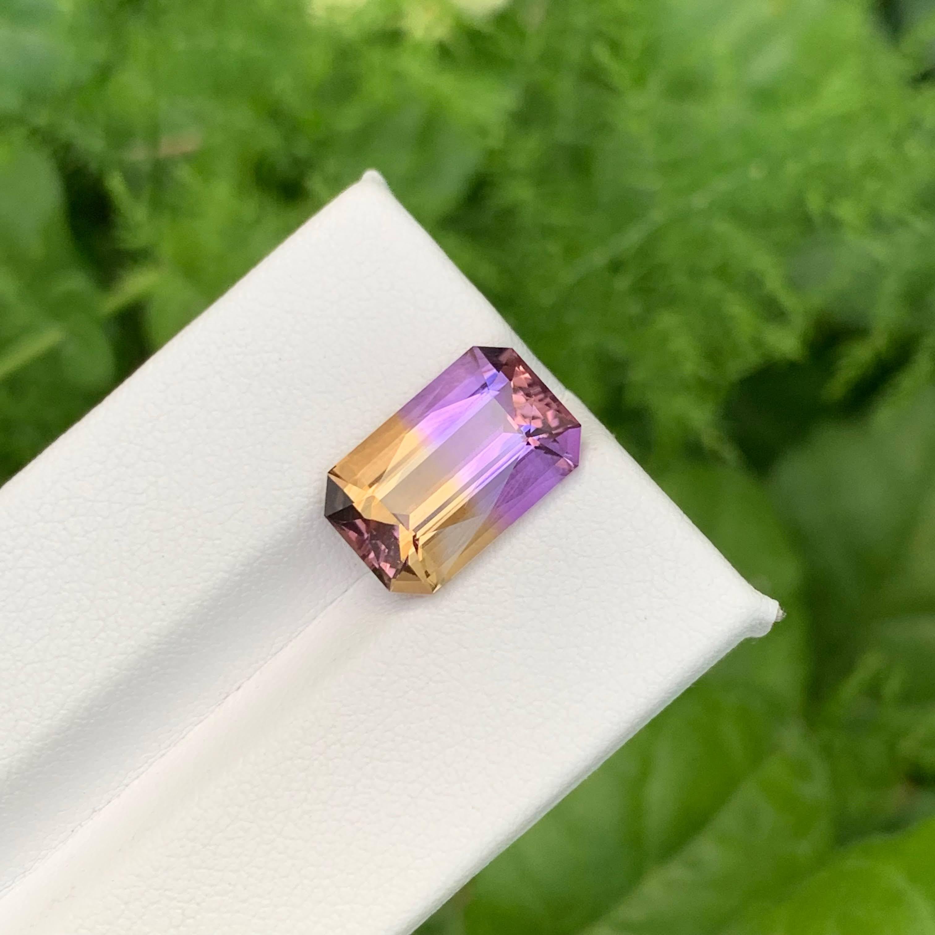 5.75 Carat Natural Loose Bi Color Ametrine Fancy Emerald Cut Bolivian Gemstone For Sale 5