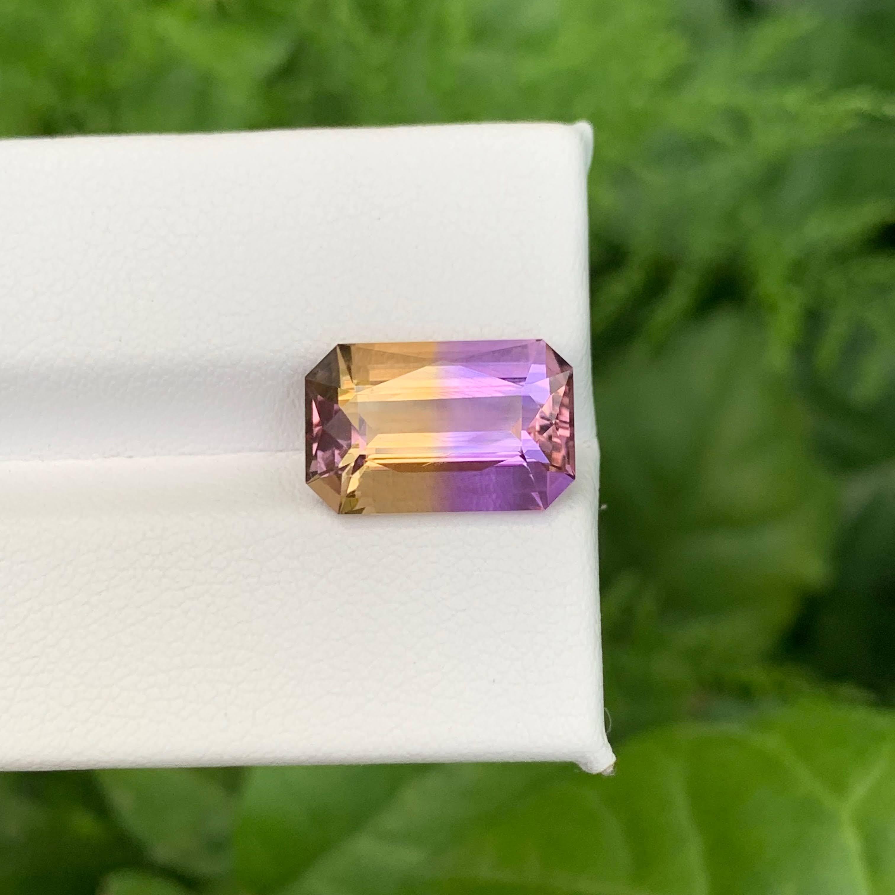 5.75 Carat Natural Loose Bi Color Ametrine Fancy Emerald Cut Bolivian Gemstone For Sale 1