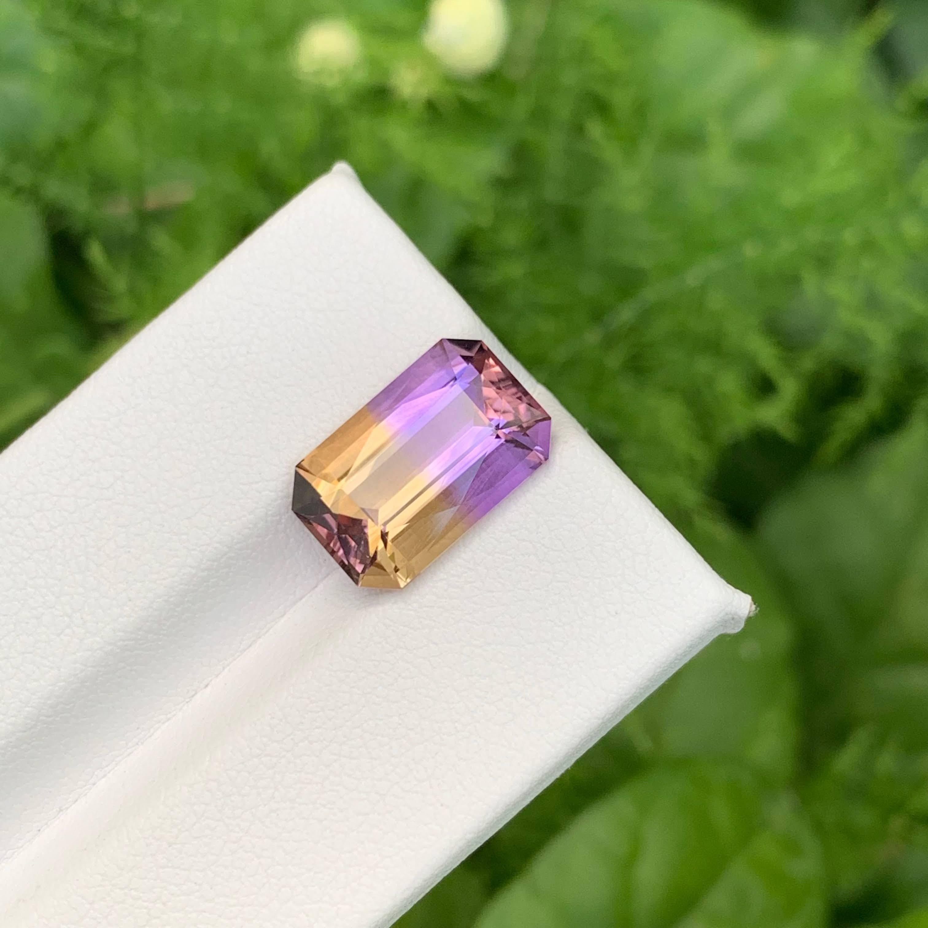 5.75 Carat Natural Loose Bi Color Ametrine Fancy Emerald Cut Bolivian Gemstone For Sale 3