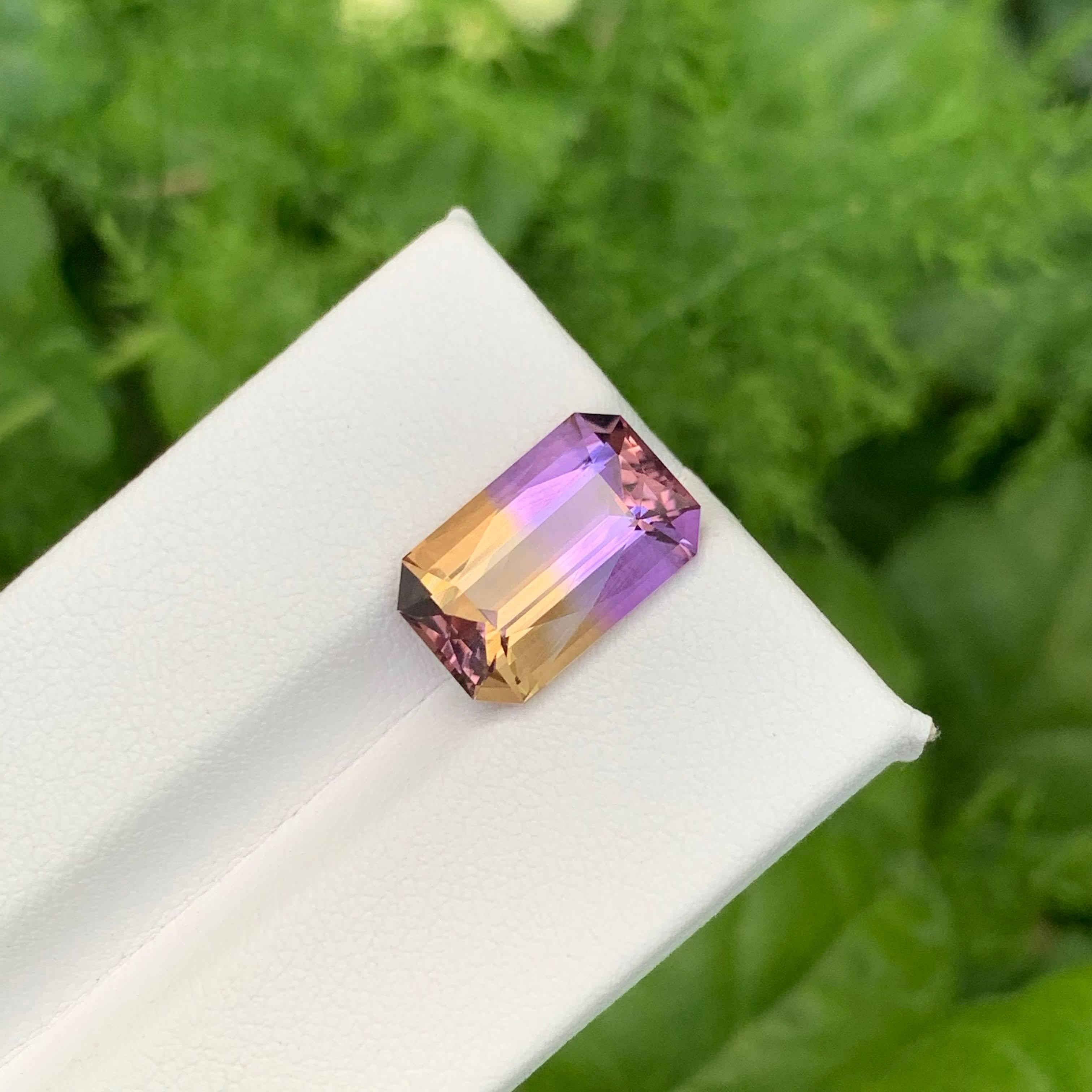 5.75 Carat Natural Loose Bi Color Ametrine Fancy Emerald Cut Bolivian Gemstone For Sale 4