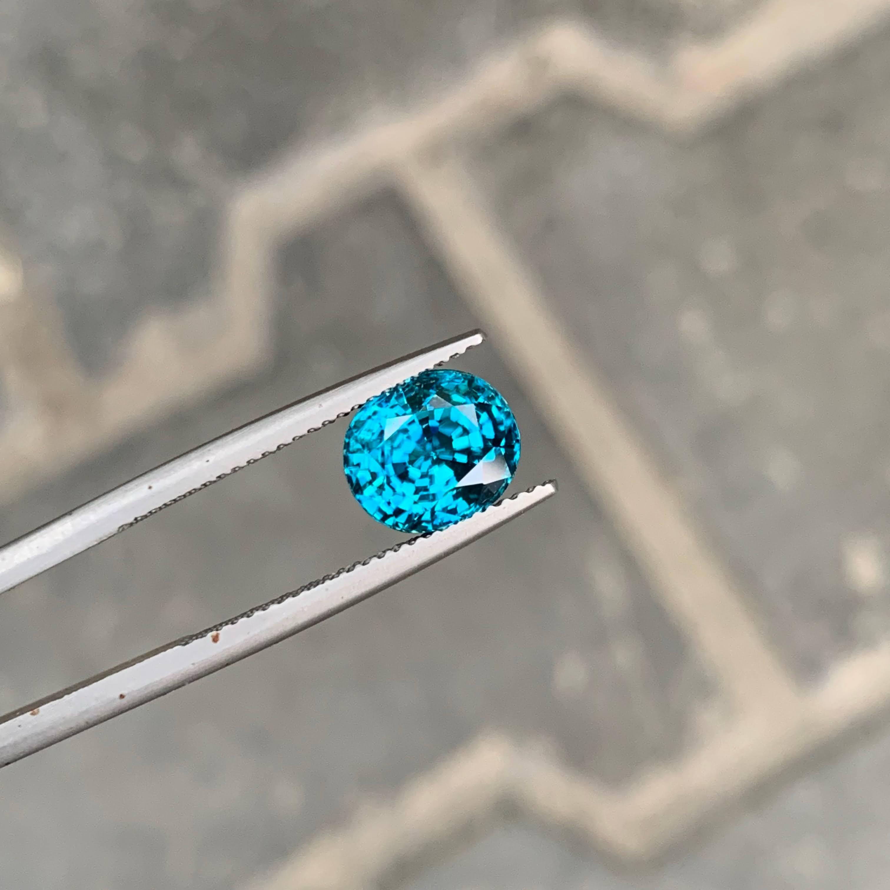 5,75 Karat Natürlicher loser blauer Zirkon Stein Ovalschliff Kambodschanischer Edelstein im Angebot 3