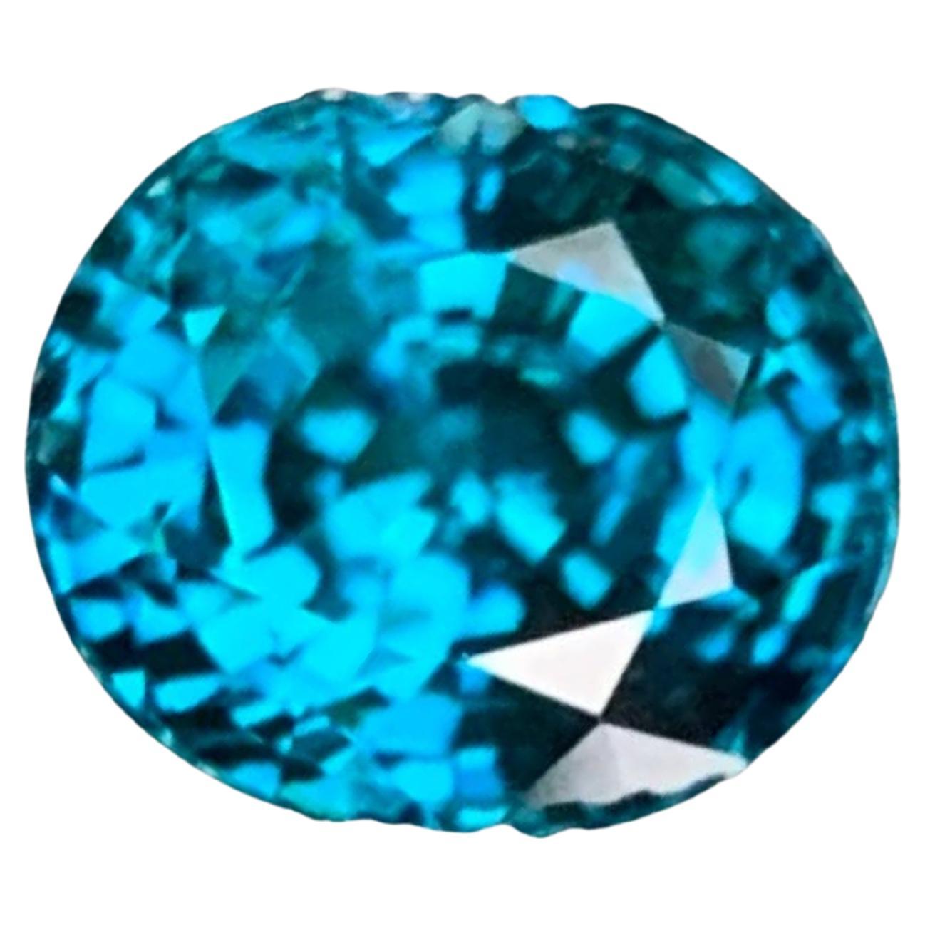 5,75 Carati di Zircone Blu Naturale Sciolto Pietra Cambogiana Taglio Ovale
