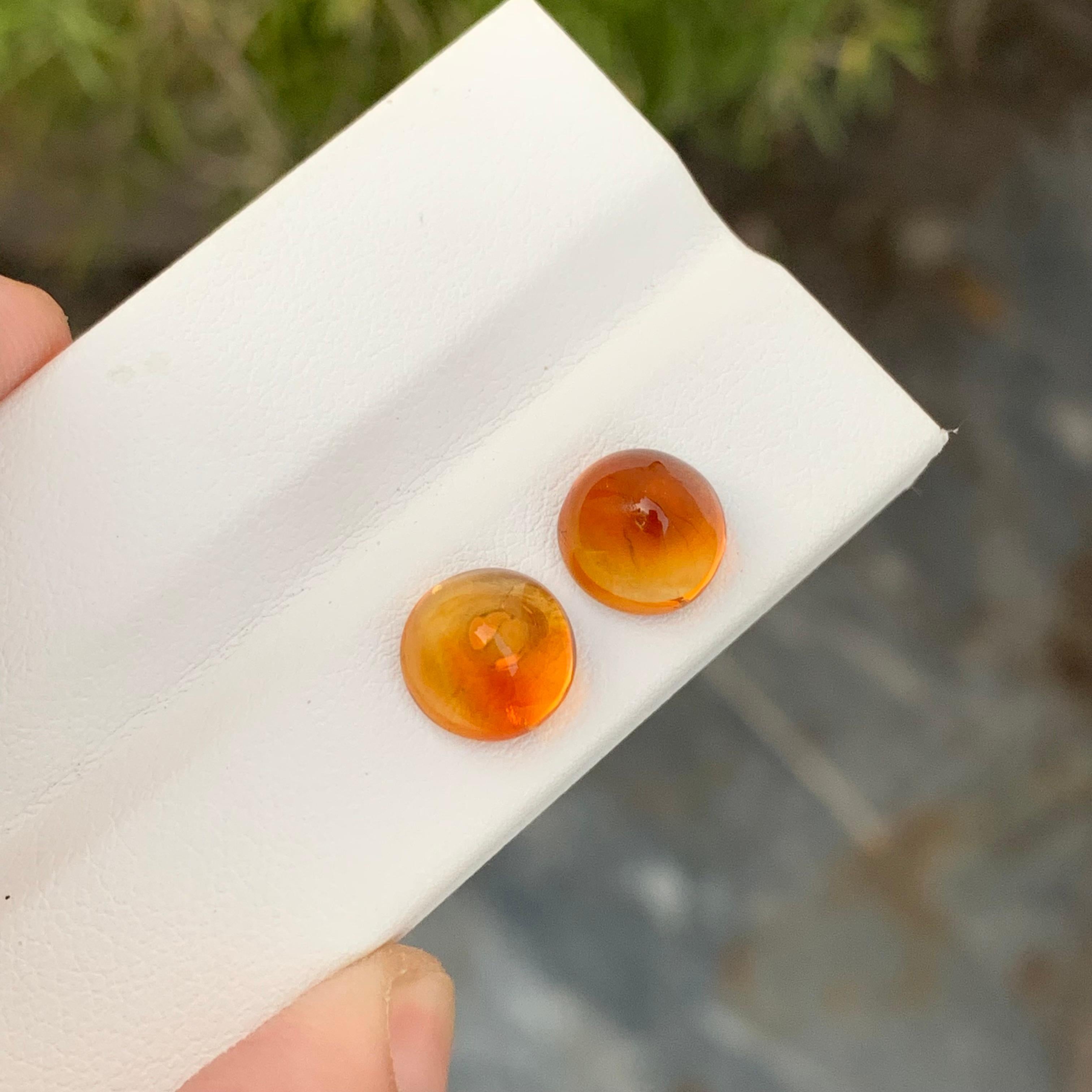 5,75 Karat Natürliche Lose Dual Madeira Citrin Paare Sugarloaf Cabochon im Angebot 4