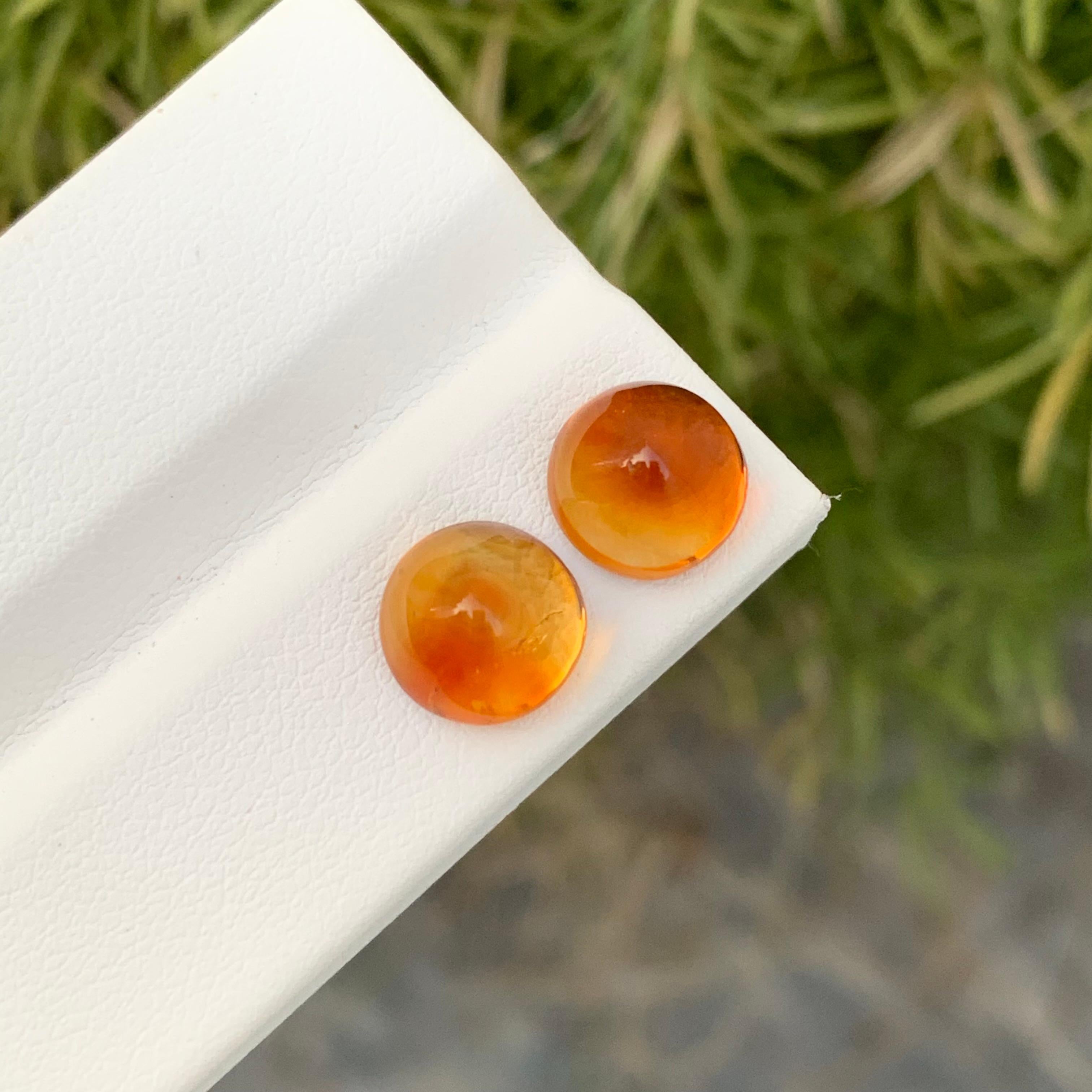 5,75 Karat Natürliche Lose Dual Madeira Citrin Paare Sugarloaf Cabochon (Kegel-Cabochon) im Angebot