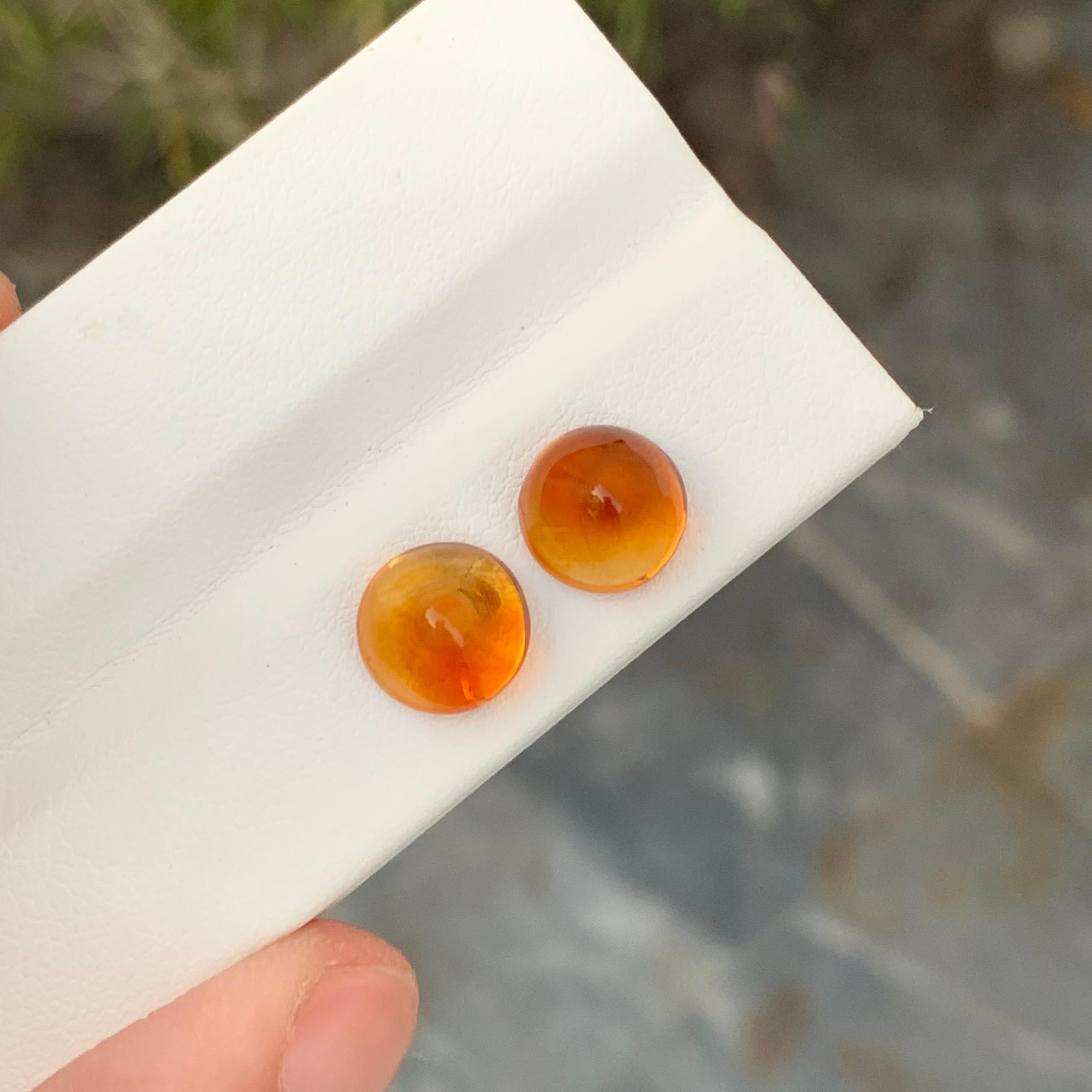 5,75 Karat Natürliche Lose Dual Madeira Citrin Paare Sugarloaf Cabochon im Angebot 1