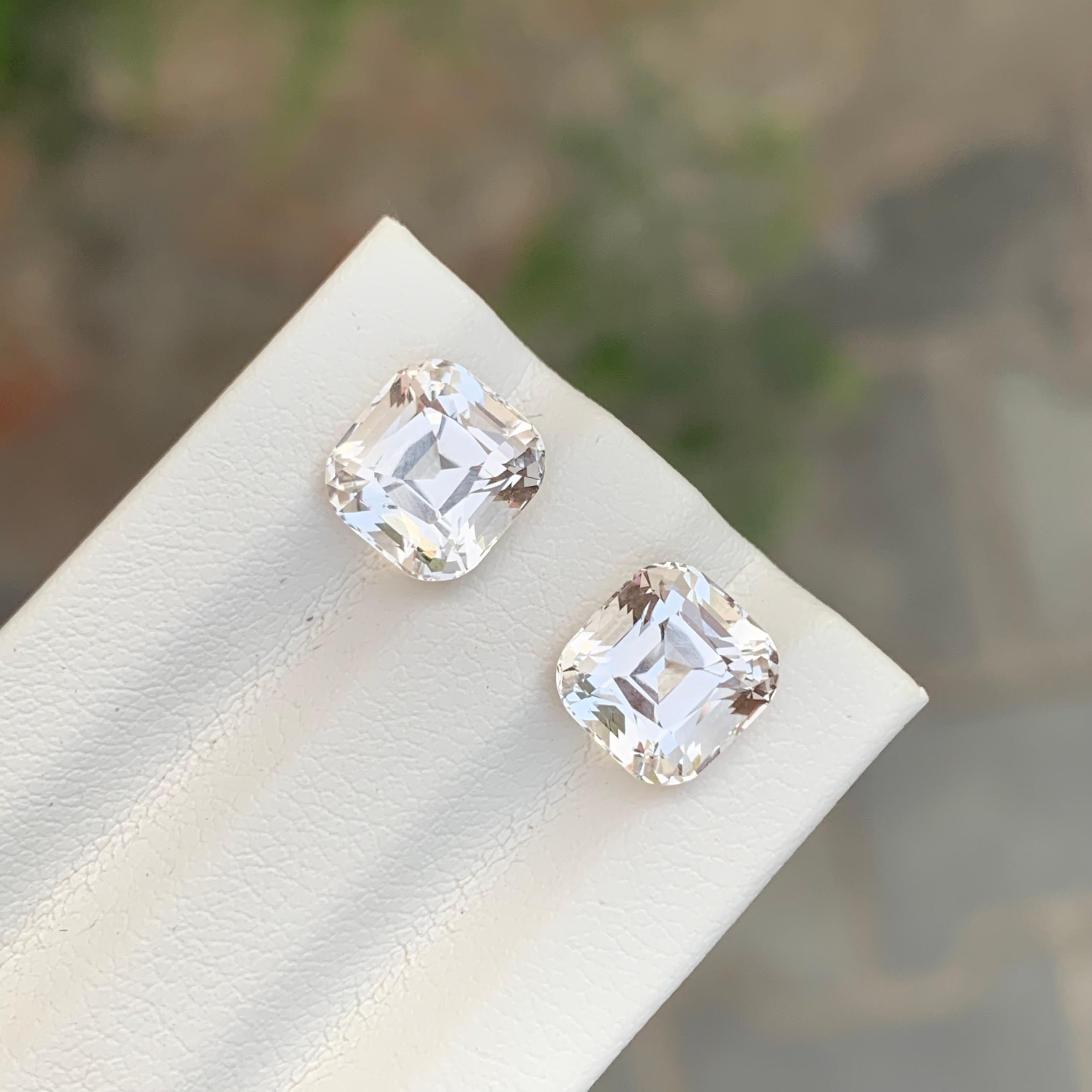 Arts and Crafts 5.75 Carat Natural Loose Golden Topaz Pair Square Shape Gemstone For Earrings For Sale