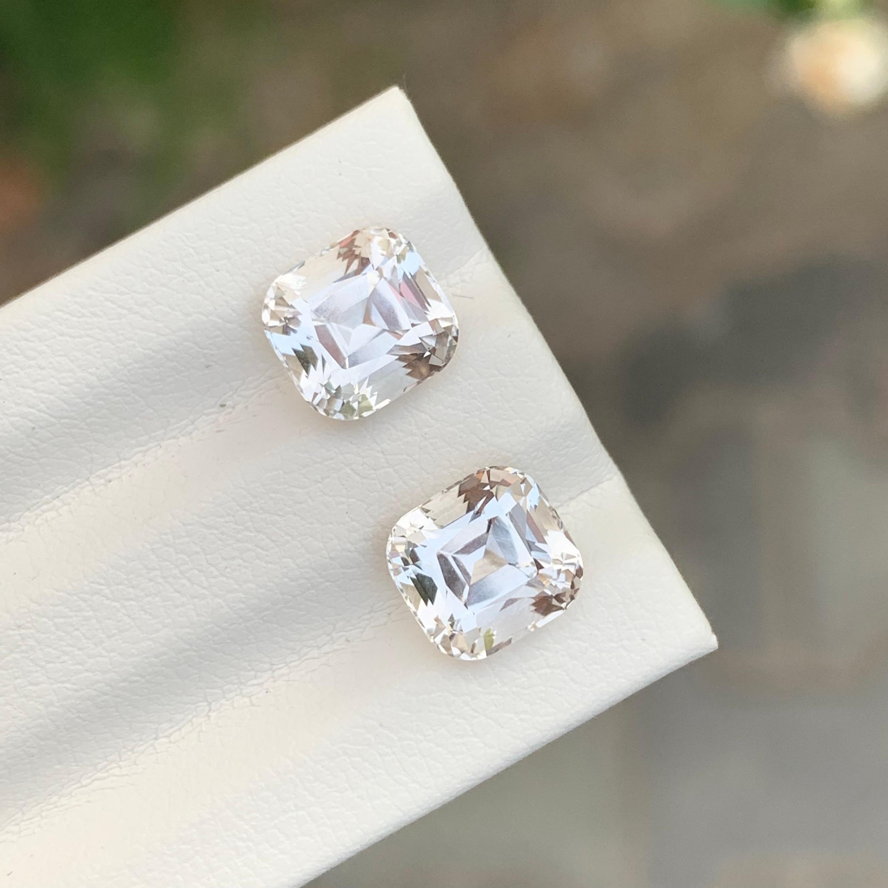 Square Cut 5.75 Carat Natural Loose Golden Topaz Pair Square Shape Gemstone For Earrings For Sale
