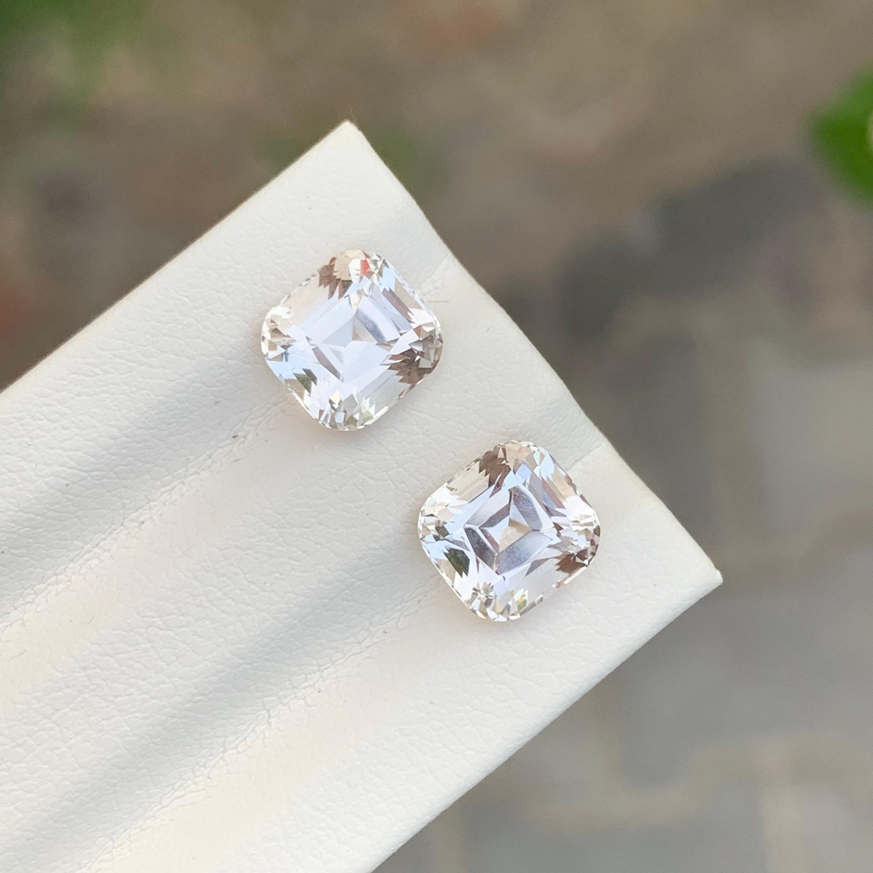 Women's or Men's 5.75 Carat Natural Loose Golden Topaz Pair Square Shape Gemstone For Earrings For Sale