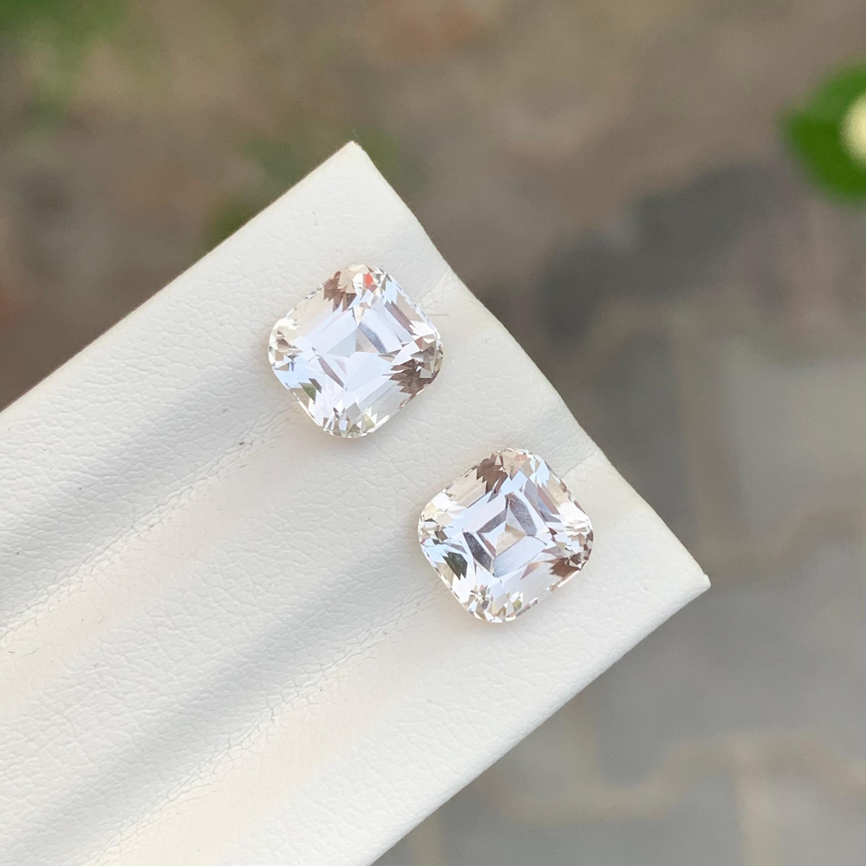 5.75 Carat Natural Loose Golden Topaz Pair Square Shape Gemstone For Earrings For Sale 1