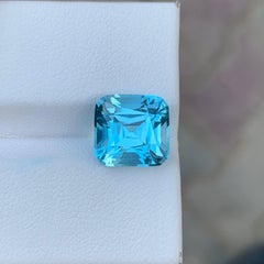 5.75 Carat Natural Loose Sky Blue Topaz Stone Cushion Cut African Gemstone