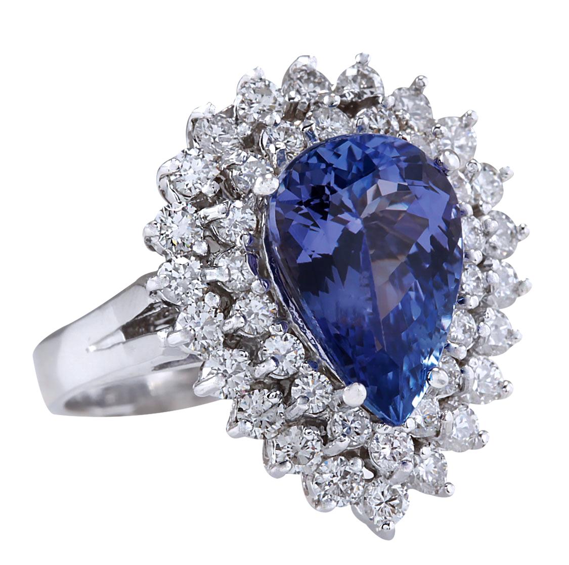 Anillo de diamantes de oro blanco de 14 quilates con tanzanita natural de 5,75 quilates
Estampado: Oro blanco de 14 quilates
Peso total del anillo: 8,0 gramos
El peso total de la tanzanita natural es de 4,35 quilates (Medidas: 13,00x9,00 mm)
Color: