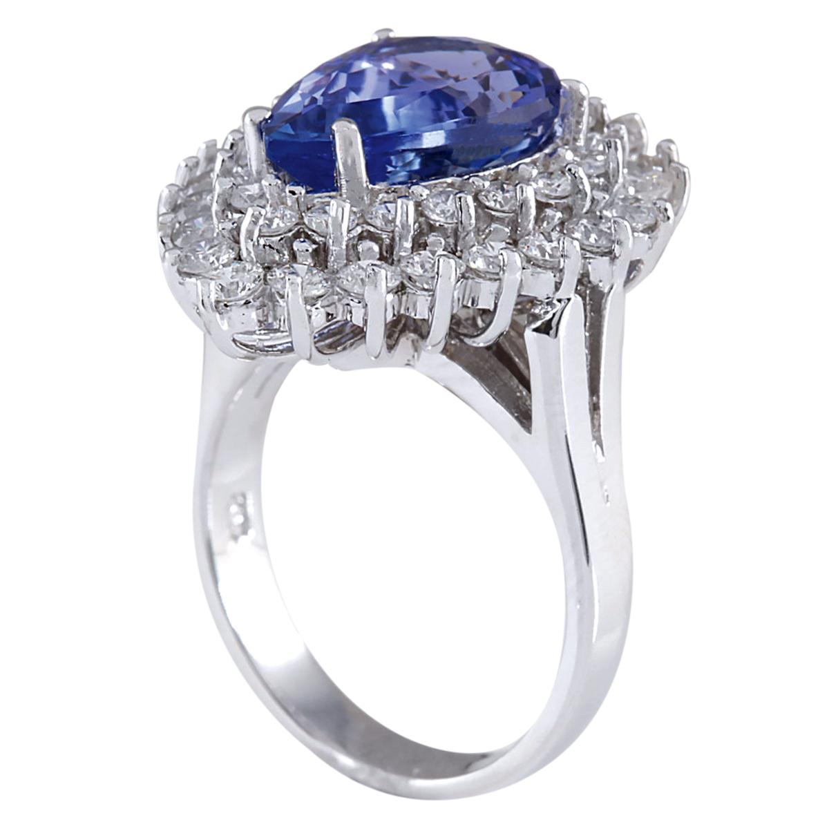 Anillo de diamantes de oro blanco de 14 quilates con tanzanita natural Corte pera en venta