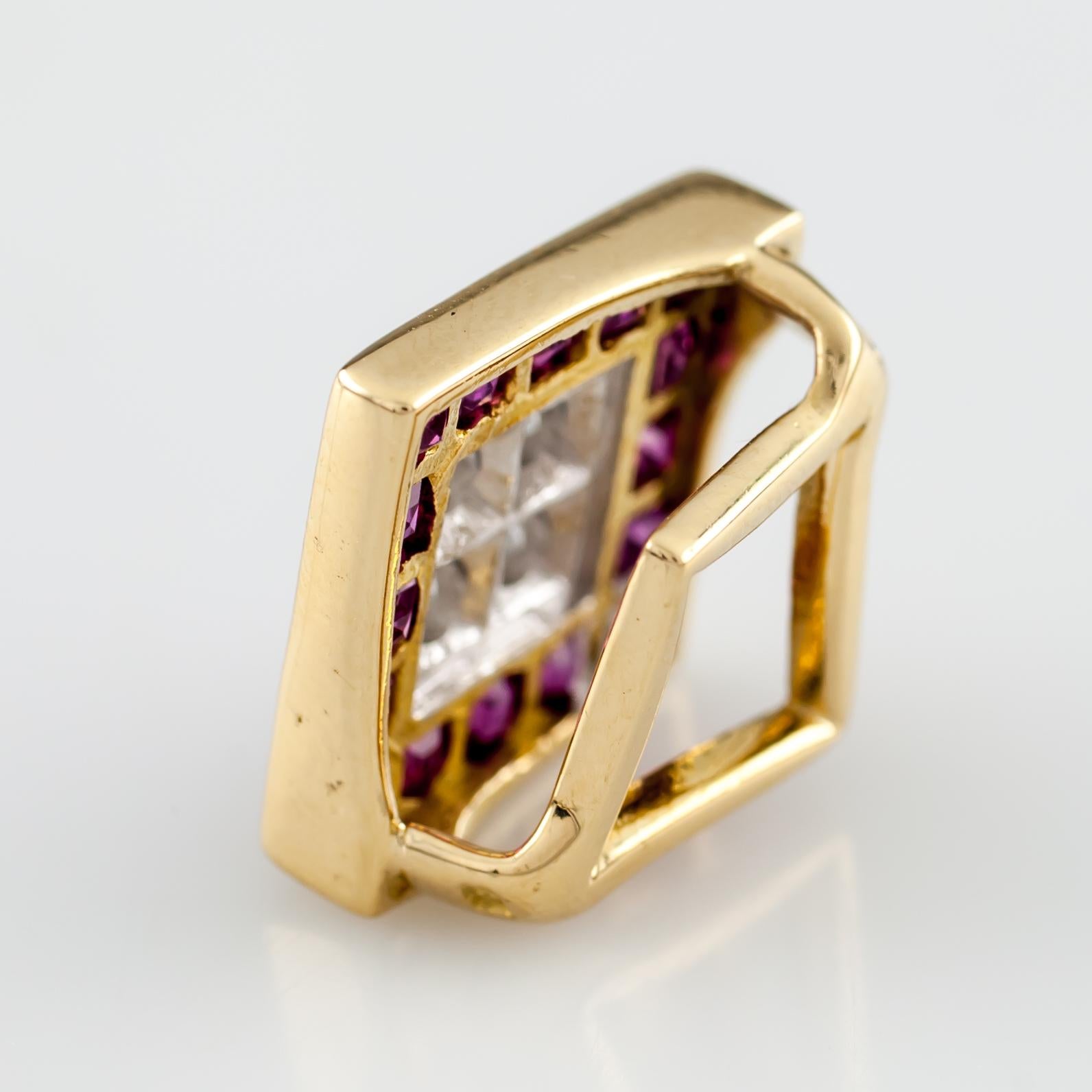Women's 5.75 carat Ruby & 1.35 carat Diamond 18k Yellow Gold Earring and Pendant Set For Sale