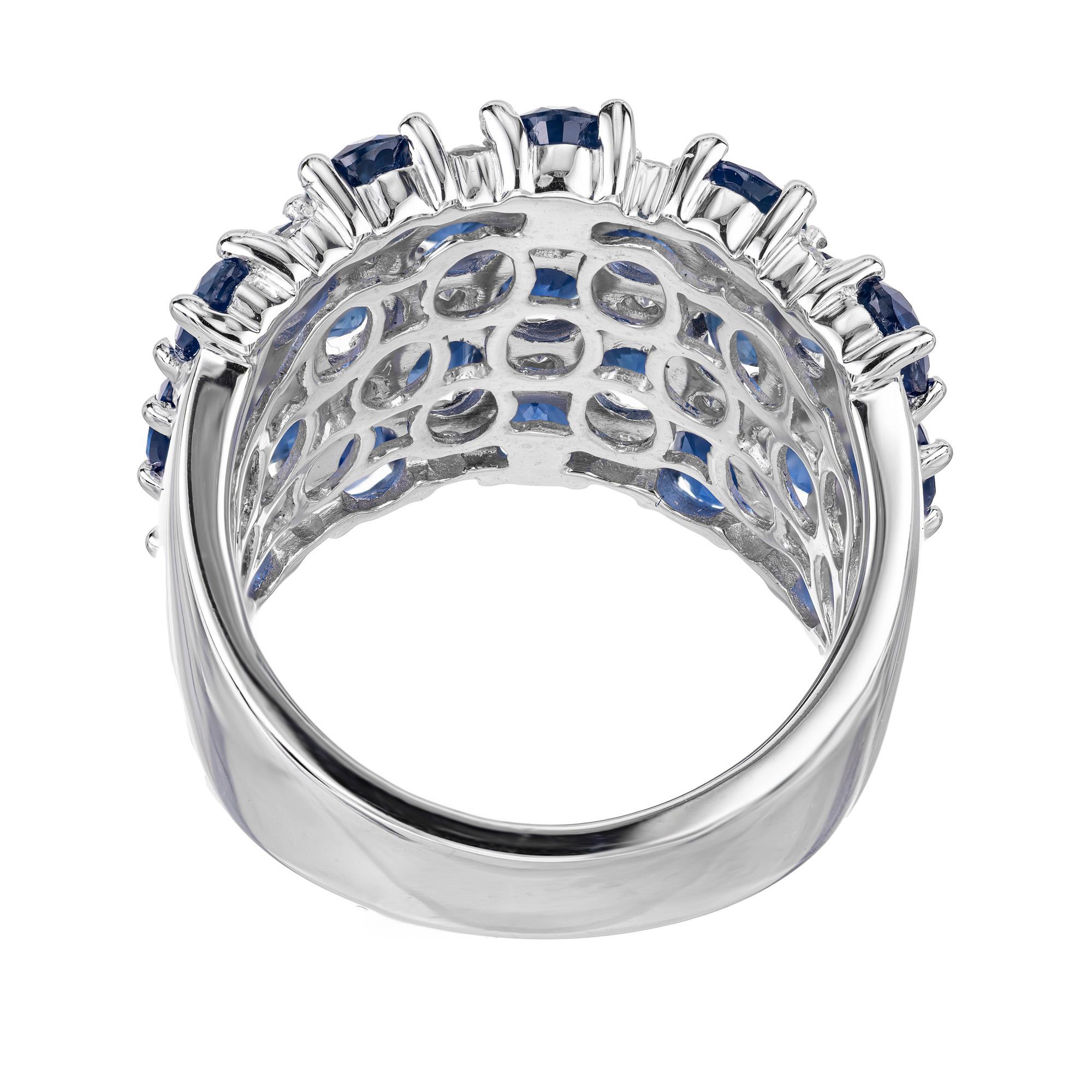 Women's 5.75 Carat Sapphire Diamond White Gold Extra Wide Band Ring For Sale