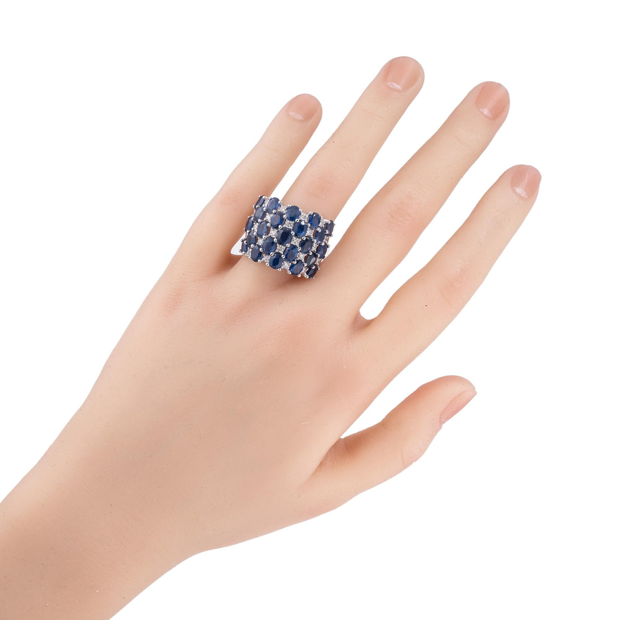 5.75 Carat Sapphire Diamond White Gold Extra Wide Band Ring For Sale 2