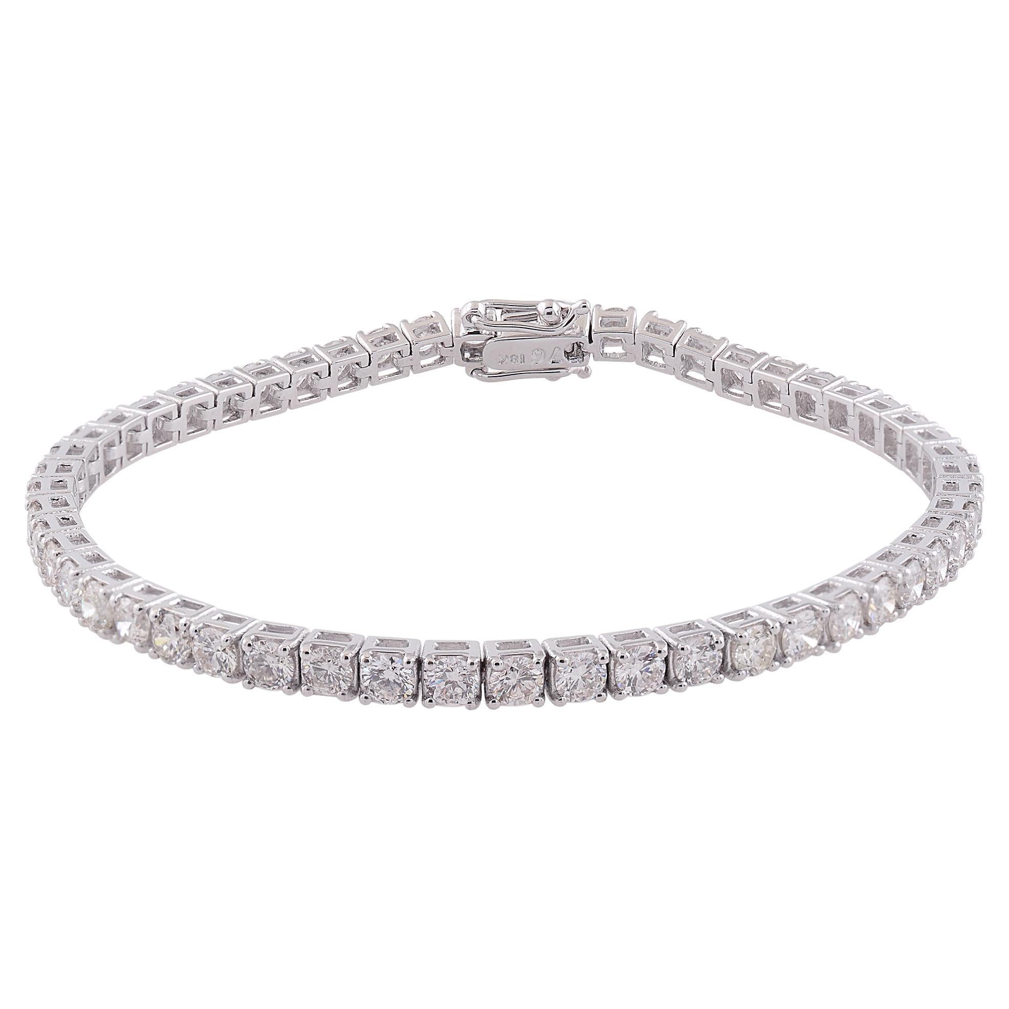 Bracelet tennis en or blanc 18 carats avec diamants de 5,75 carats de pureté SI et de couleur HI