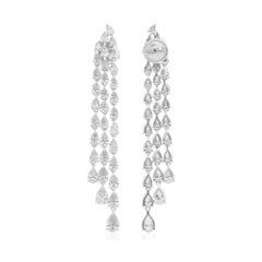 5.75 Carat SI/H Pear Diamond Chandelier Earrings 18 Karat White Gold Jewelry