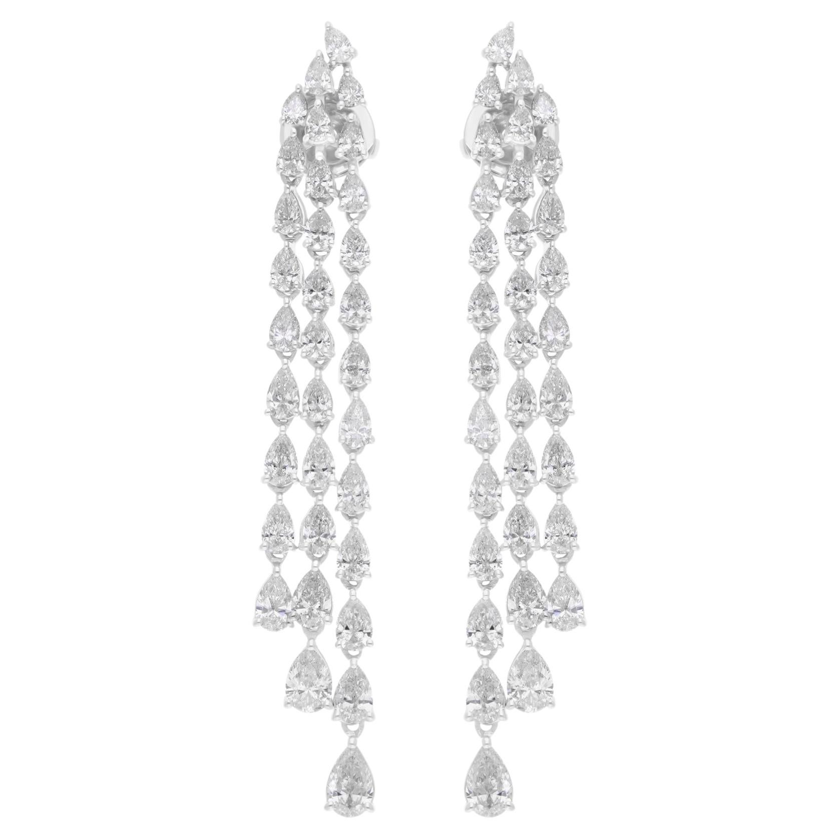 5.75 Carat SI/H Pear Diamond Chandelier Earrings 18 Karat White Gold Jewelry