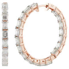 5.75 Carat SI/HI Emerald Cut Diamond Hoop Earrings 18 Karat Rose Gold Jewelry