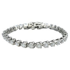 Bracciale tennis con diamanti tondi e brillanti da 5,75 carati totali in oro bianco 14 carati