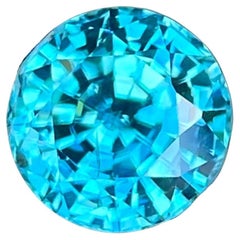 5.75 carats Blue Zircon Stone Round Cut Natural Cambodian Gemstone