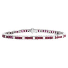 5.75 Carats Rubies Diamonds set in 18K White Gold Bracelet