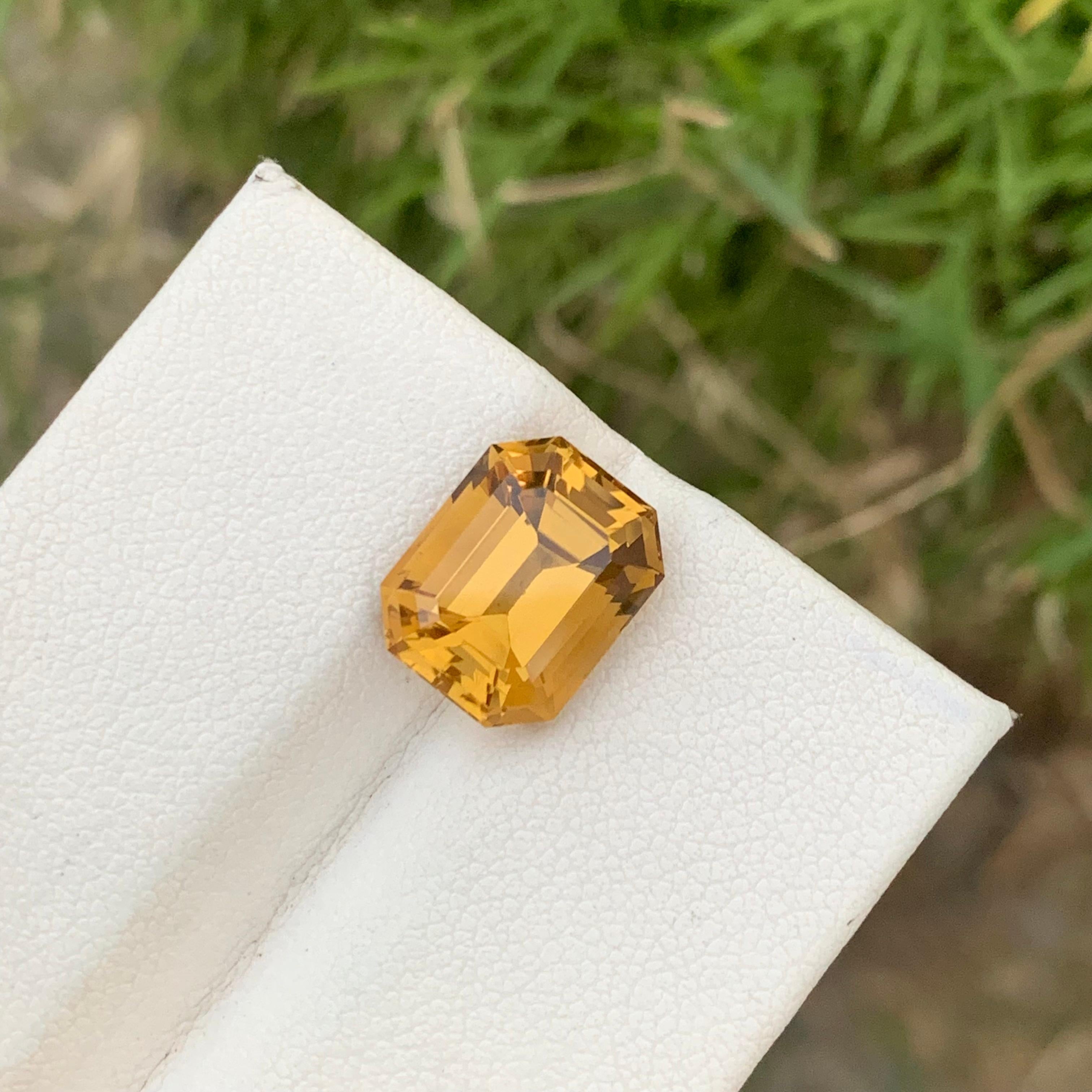 Loose Citrine 
Weight: 5.75 Carats 
Dimension: 12x9.5x7.6 Mm
Origin: Brazil
Shape: Emerald 
Color: Yellow 
Treatment: Non
Certificate: On Demand 
Citrine is a vibrant and sunny gemstone celebrated for its warm, golden-yellow to orange hues. This