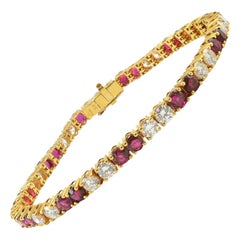 Bracelet tennis en rubis de 5,75 carats poids total et diamants de 5,50 carats poids total