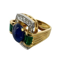 5.75 ctw Vintage No Heat Burmese Sapphire & Diamond 18K Gold Ring