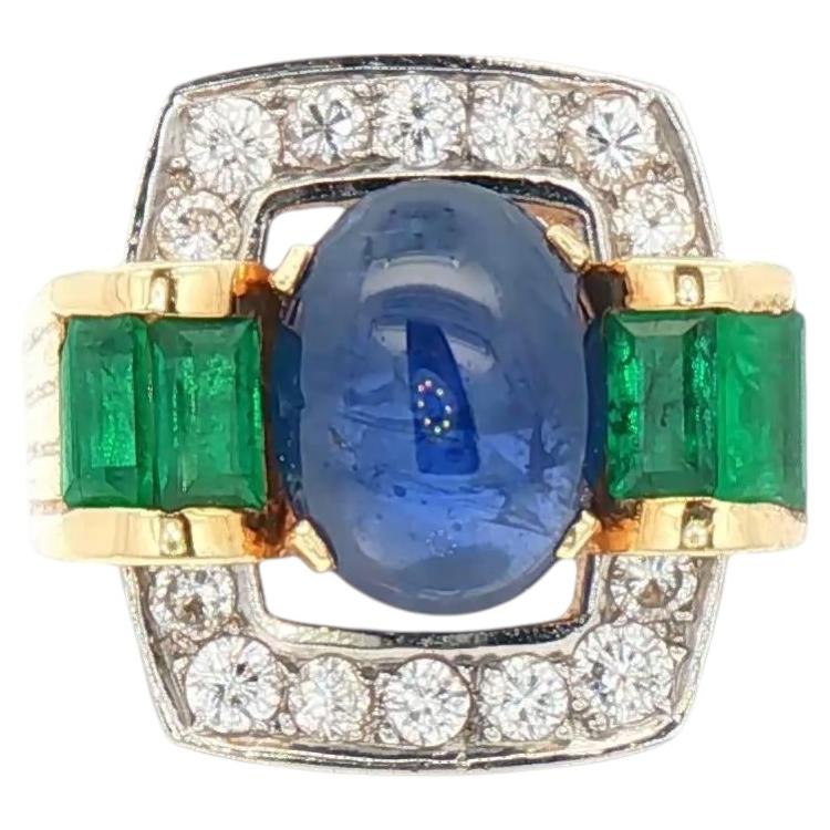 5.75 ctw Vintage No Heat Burmese Sapphire & Diamond 18K Gold Ring For Sale
