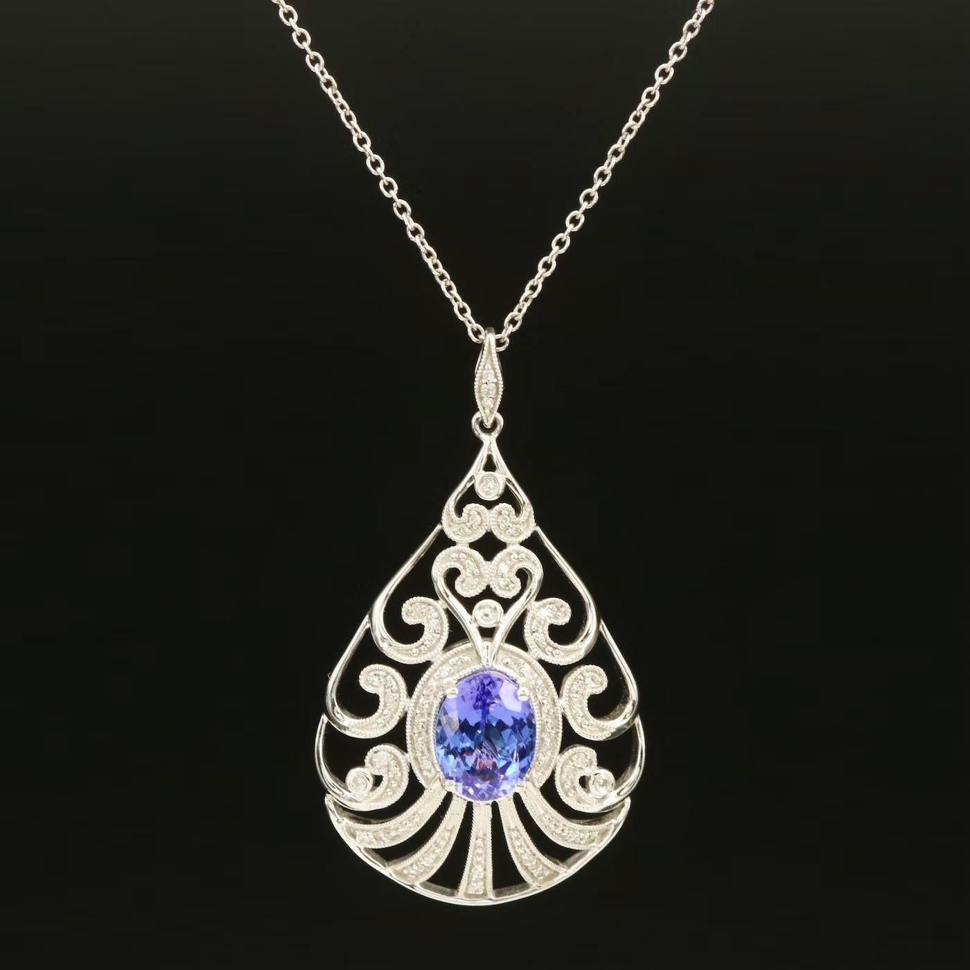 Effy Designer Necklace, stamped and hallmarked

NEW with Tags, Tag price $5750

2.25 CWT Natural Diamond & Natural Tanzanite, TOP QUALITY 

14K Gold, stamped 14K

1.5 Inch in drop length

Comes with gift box