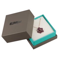 $5750 / NEW / EFFY Diamond & Ruby Flower 3D Necklace / 14K Gold