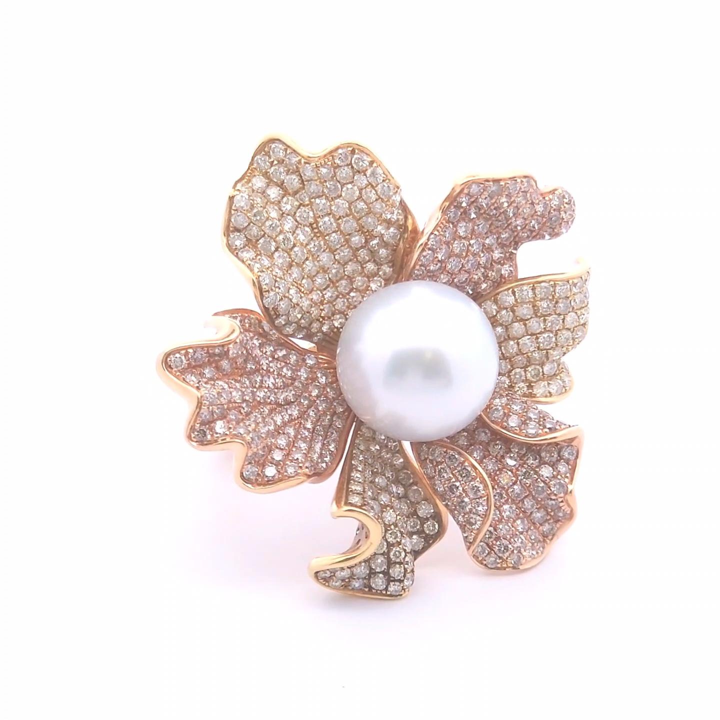 Indulge in timeless elegance with our 5.75ct Diamond and Pearl Ring, exquisitely crafted in 18k Yellow Gold. 

This ring is sized at a 6.5

PLEASE NOTE: you may receive a separate charge for the ring resizing fee after your order is placed if you