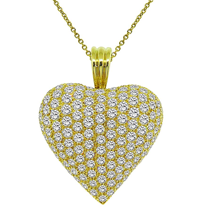 Round Cut 5.75ct Diamond Heart Pendant/Pin For Sale