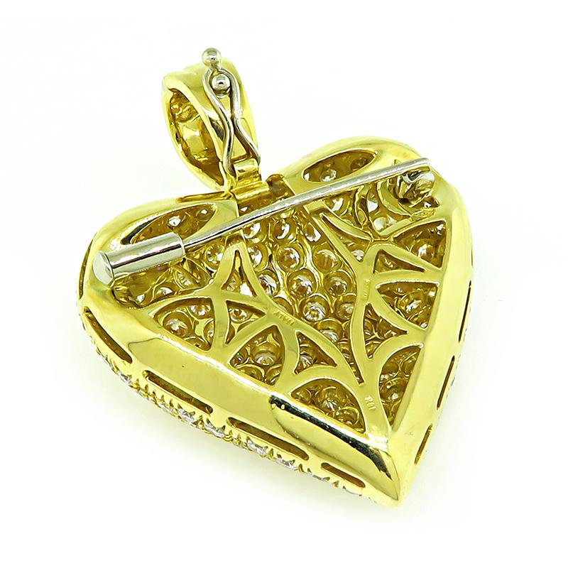 5.75ct Diamond Heart Pendant/Pin In Good Condition For Sale In New York, NY