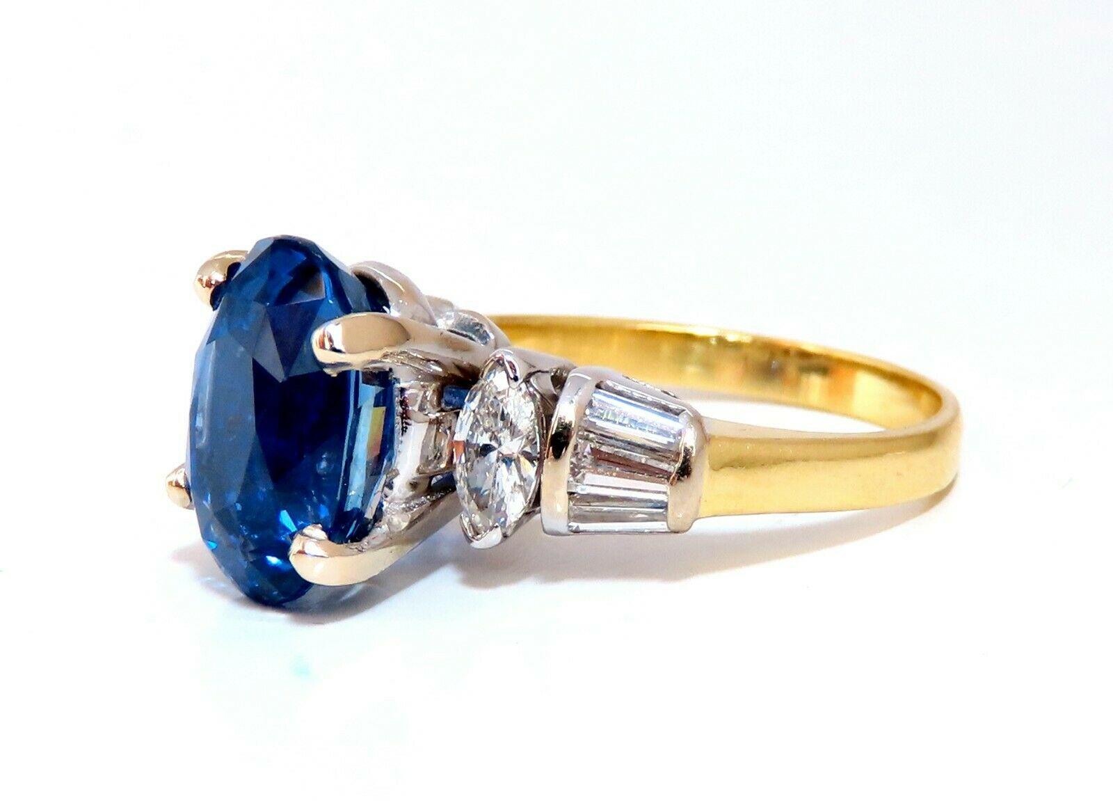5.75 Carat GIA Certified Natural No Heat Blue Sapphire Ring 18 Karat Traditional For Sale 2