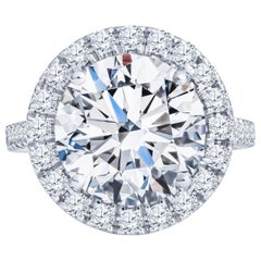5,75 Karat runder Brillant Diamant L I2 GIA Report Diamant Halo in 14kt Weißgold
