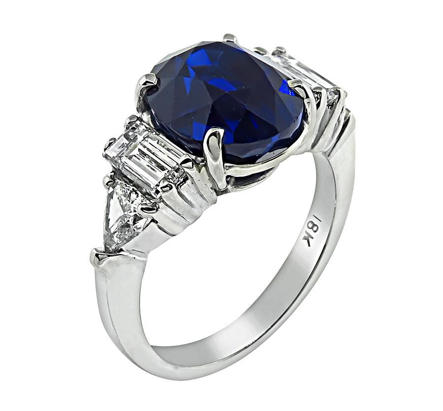 Oval Cut 5.75ct Sapphire 1.75ct Diamond Engagement Ring For Sale