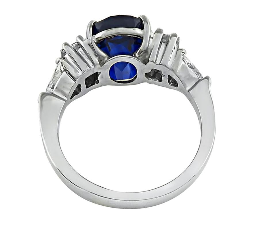 5.75ct Sapphire 1.75ct Diamond Engagement Ring In Good Condition For Sale In New York, NY