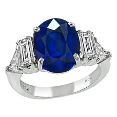 Anillo de compromiso de zafiro de 5,75 ct y diamante de 1,75 ct
