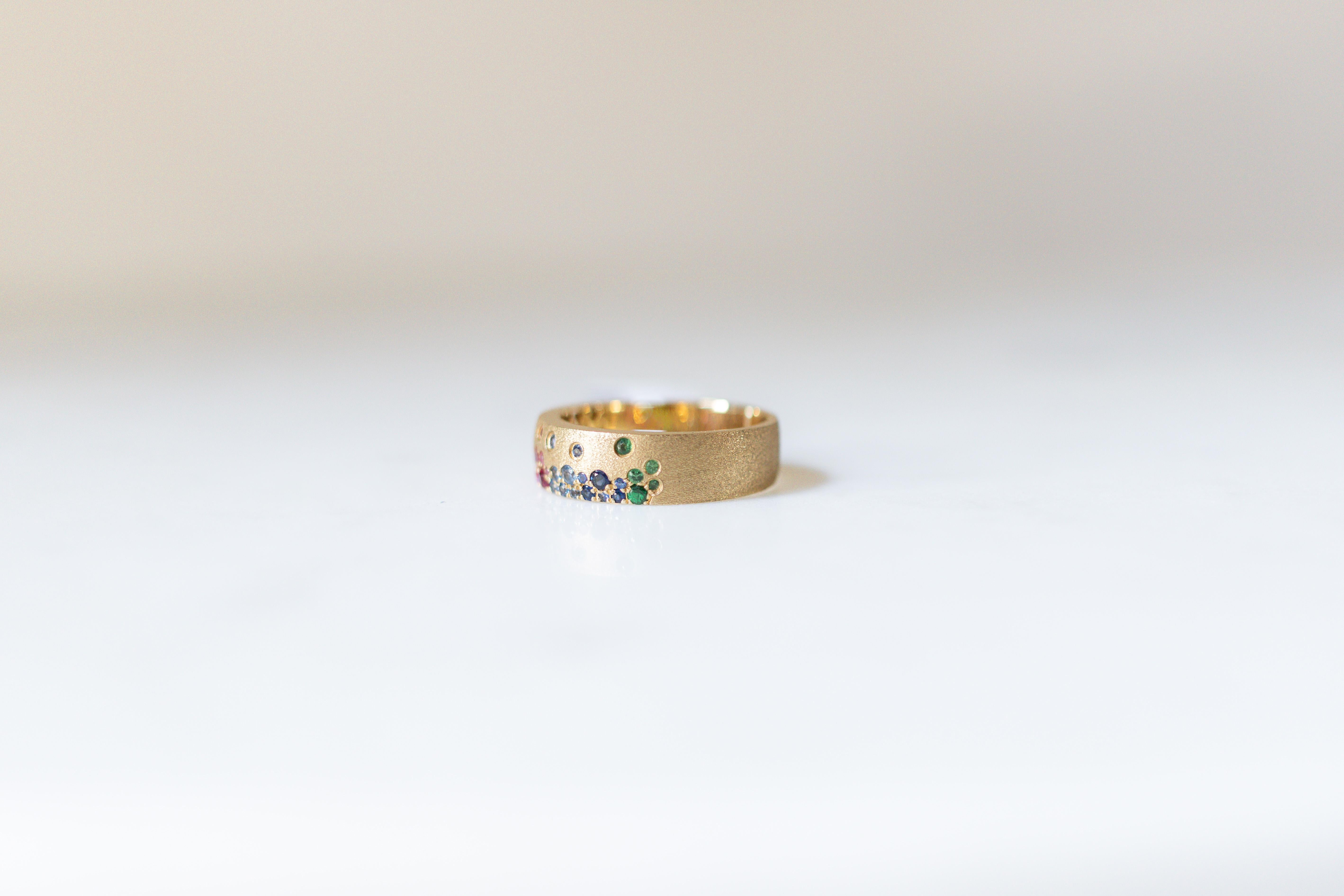 For Sale:  5.75MM Rainbow Confetti Ring in 14K Yellow Gold 3