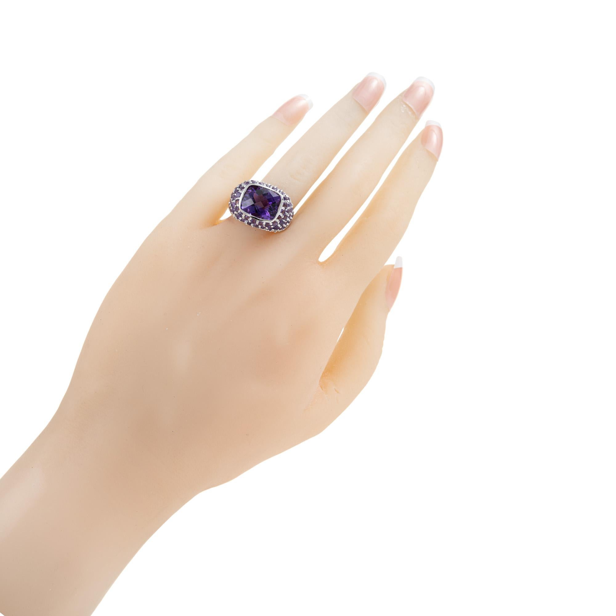 Women's 5.76 Carat Amethyst White Gold Cluster Cocktail Ring For Sale