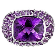 5.76 Carat Amethyst White Gold Cluster Cocktail Ring