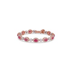 5.76 Carat Mozambique Ruby and Diamond Tennies Bracelet in 18k Gold