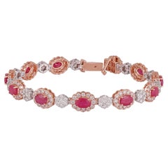 5,76 Karat Mosambik Rubin und Diamant Tennies Armband in 18k Gold