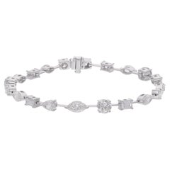 Pulsera de tenis con diamantes multiforma de 5,76 quilates Joyería de oro blanco de 14 quilates hecha a mano
