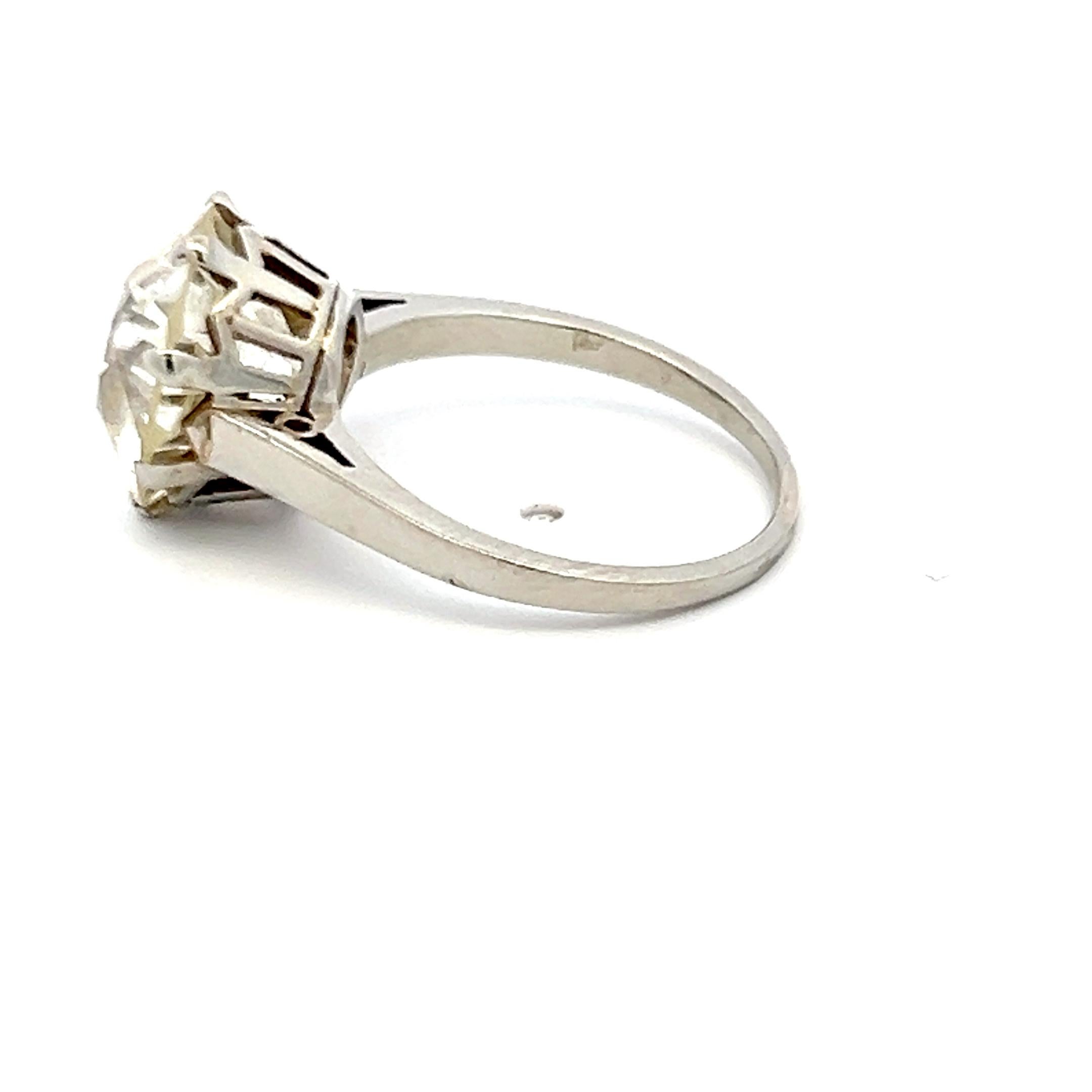 Bague de fiançailles en platine avec diamant taille européenne ancienne de 5,76 carats M VS2 en vente 5