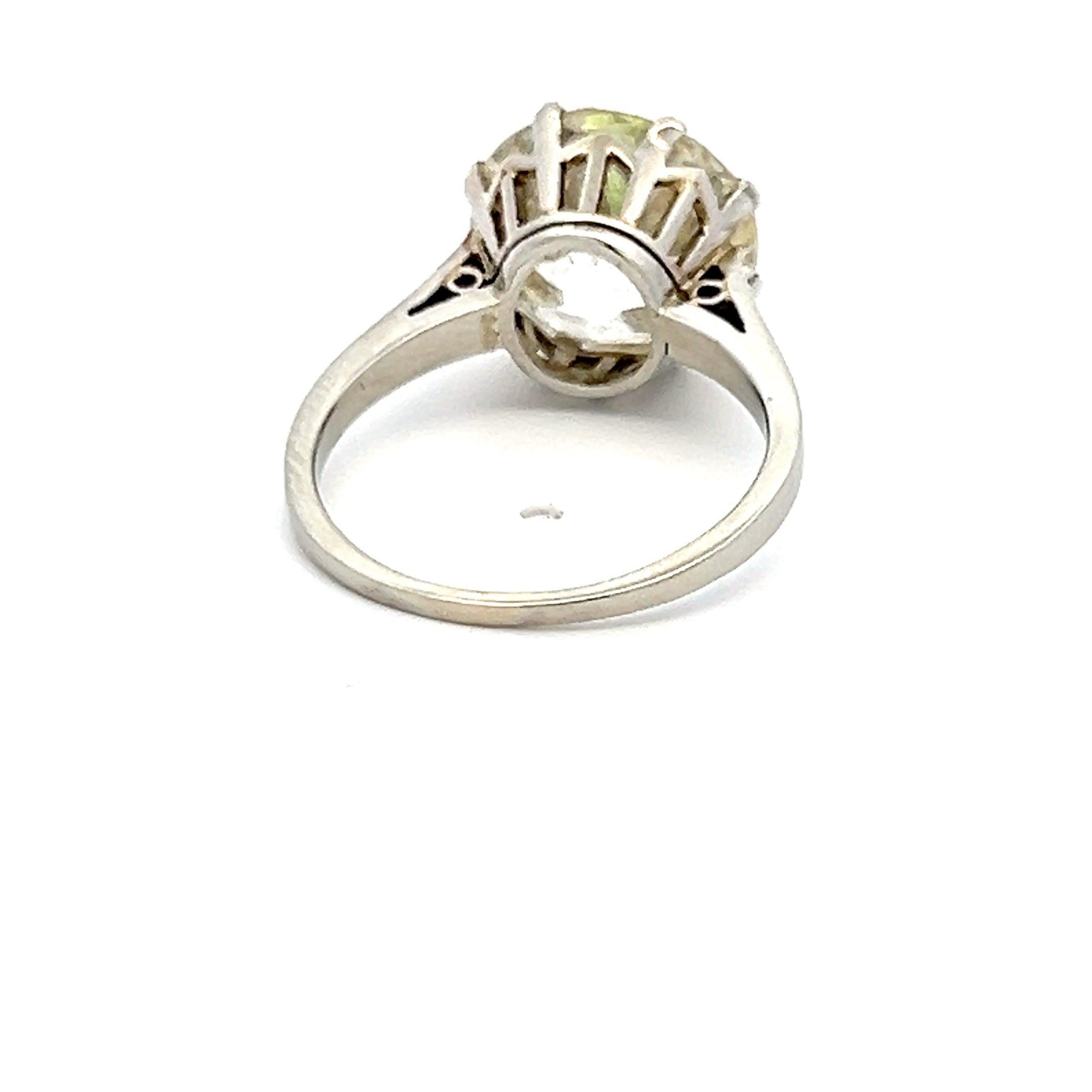 Bague de fiançailles en platine avec diamant taille européenne ancienne de 5,76 carats M VS2 Pour femmes en vente