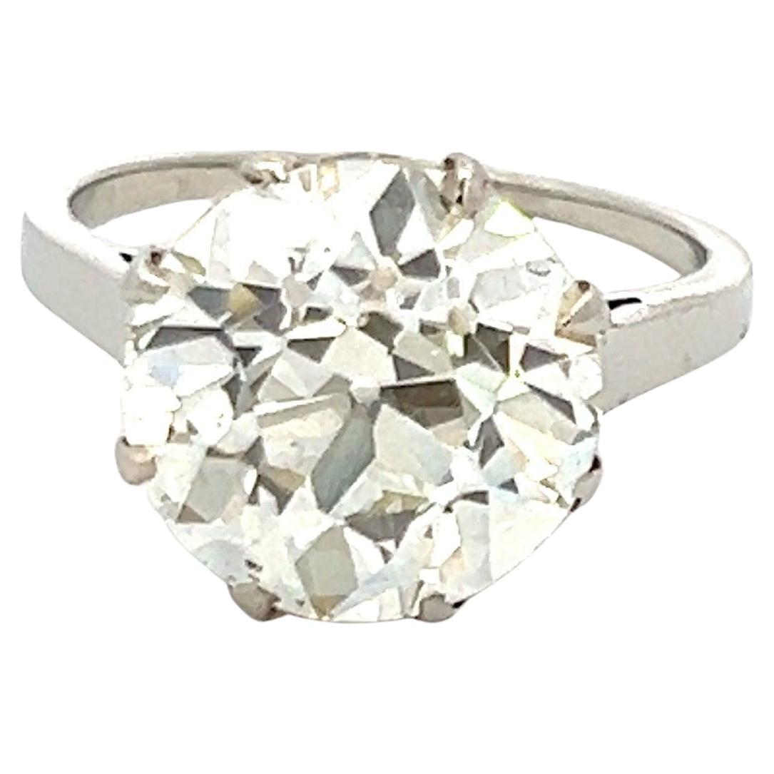 5.76 Carat Old European Cut M VS2 Diamond Platinum Engagement Ring