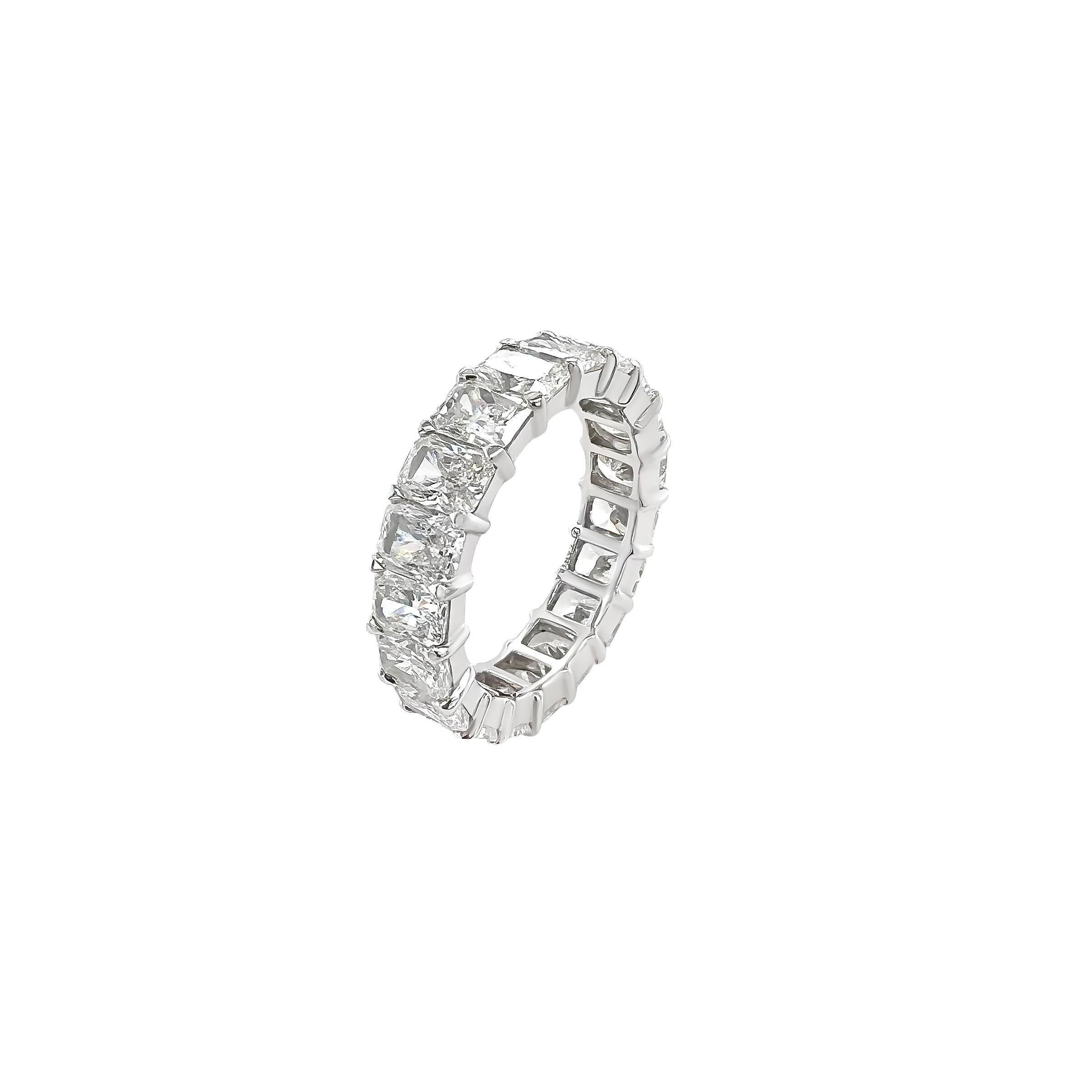 Modern 5.76 Carat Radiant Cut Eternity Band in 18k White Gold  For Sale